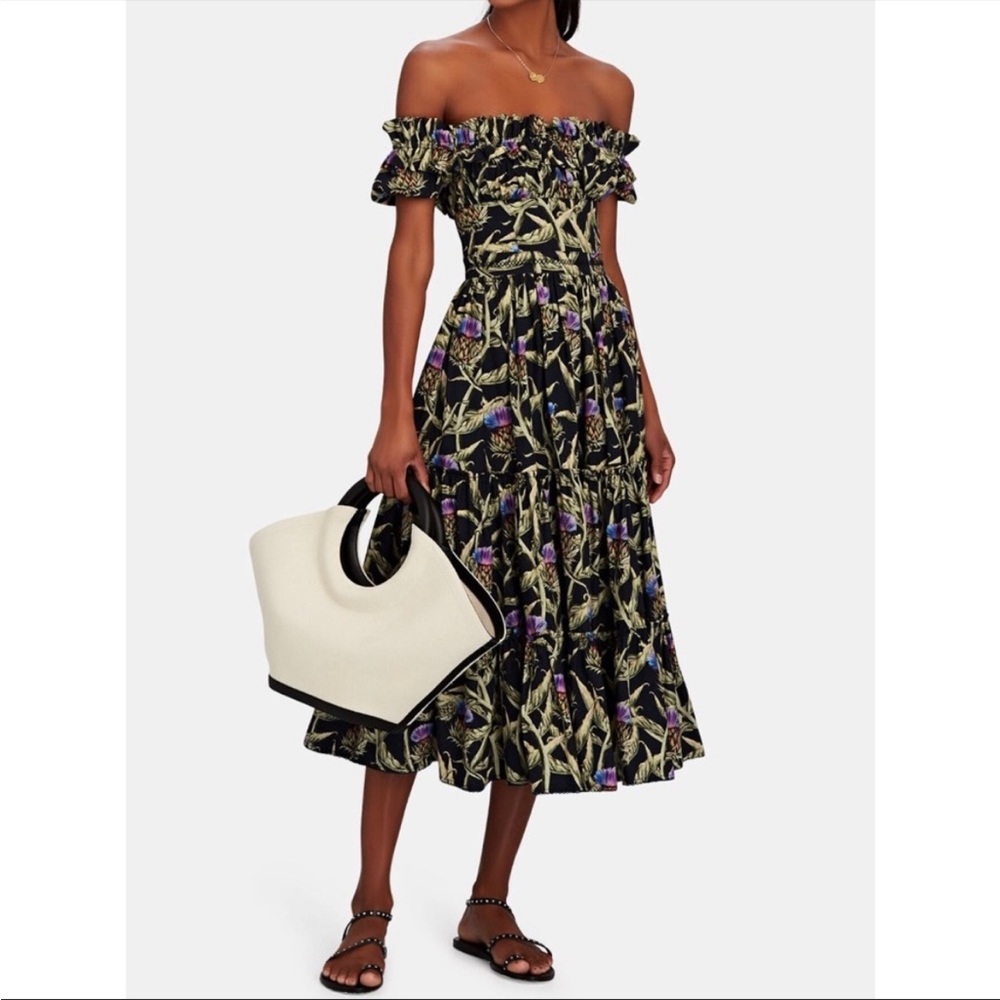 Agua by Agua Bendita Banana Off The Shoulder Midi Dress